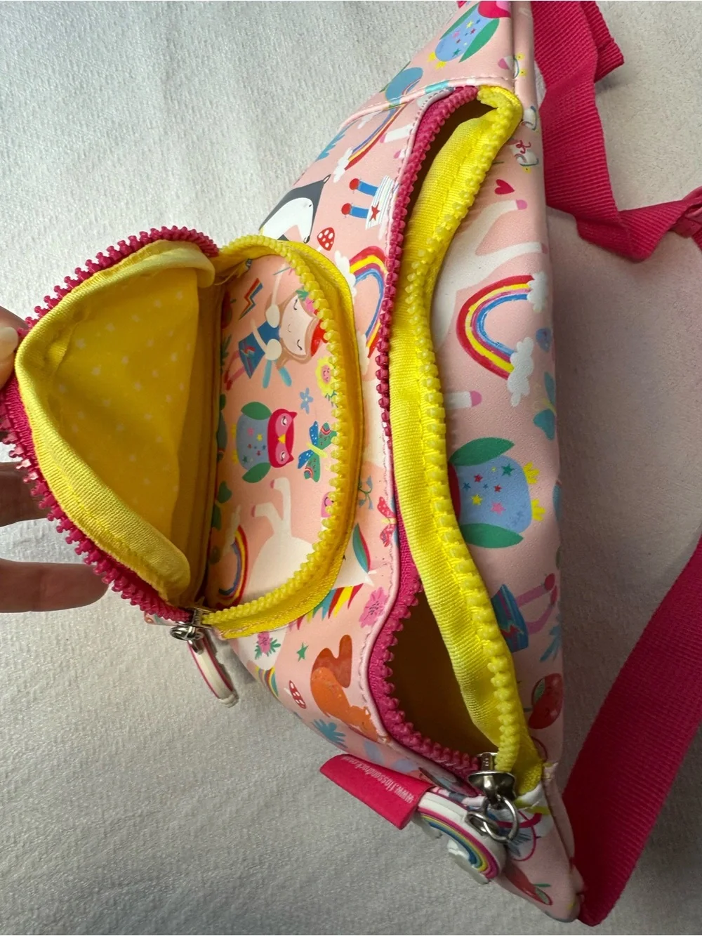 Kids Unicorn Rainbow Fanny Pack - Pink Floss and Rock.